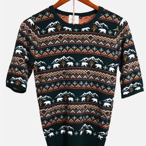 RoyalMonk Green Polar Bear Knit Top Sweater Womens Size M